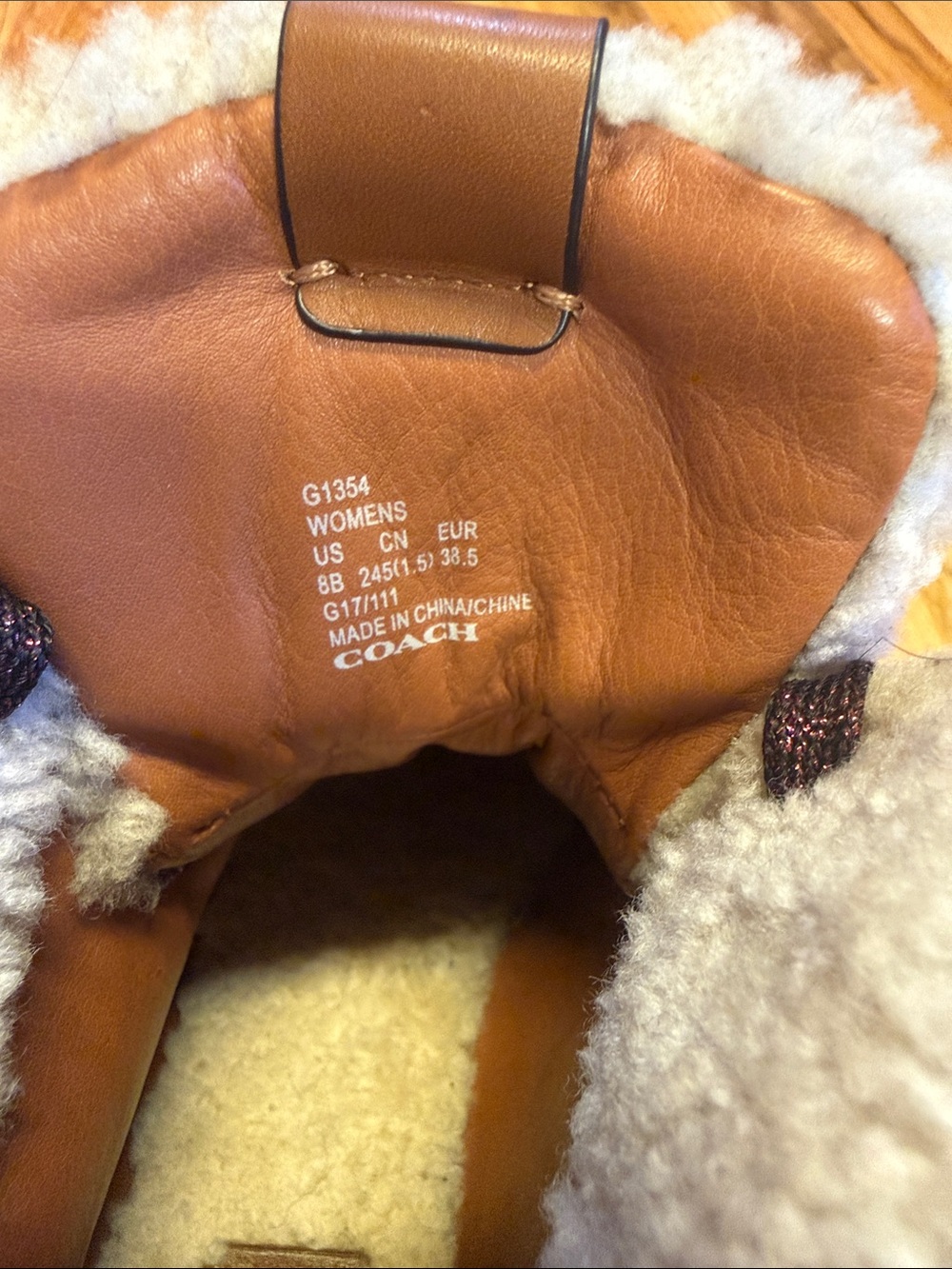 Coach Burgundy Suede Shearling-Trim Ankle Boots - Picture 5 of 7